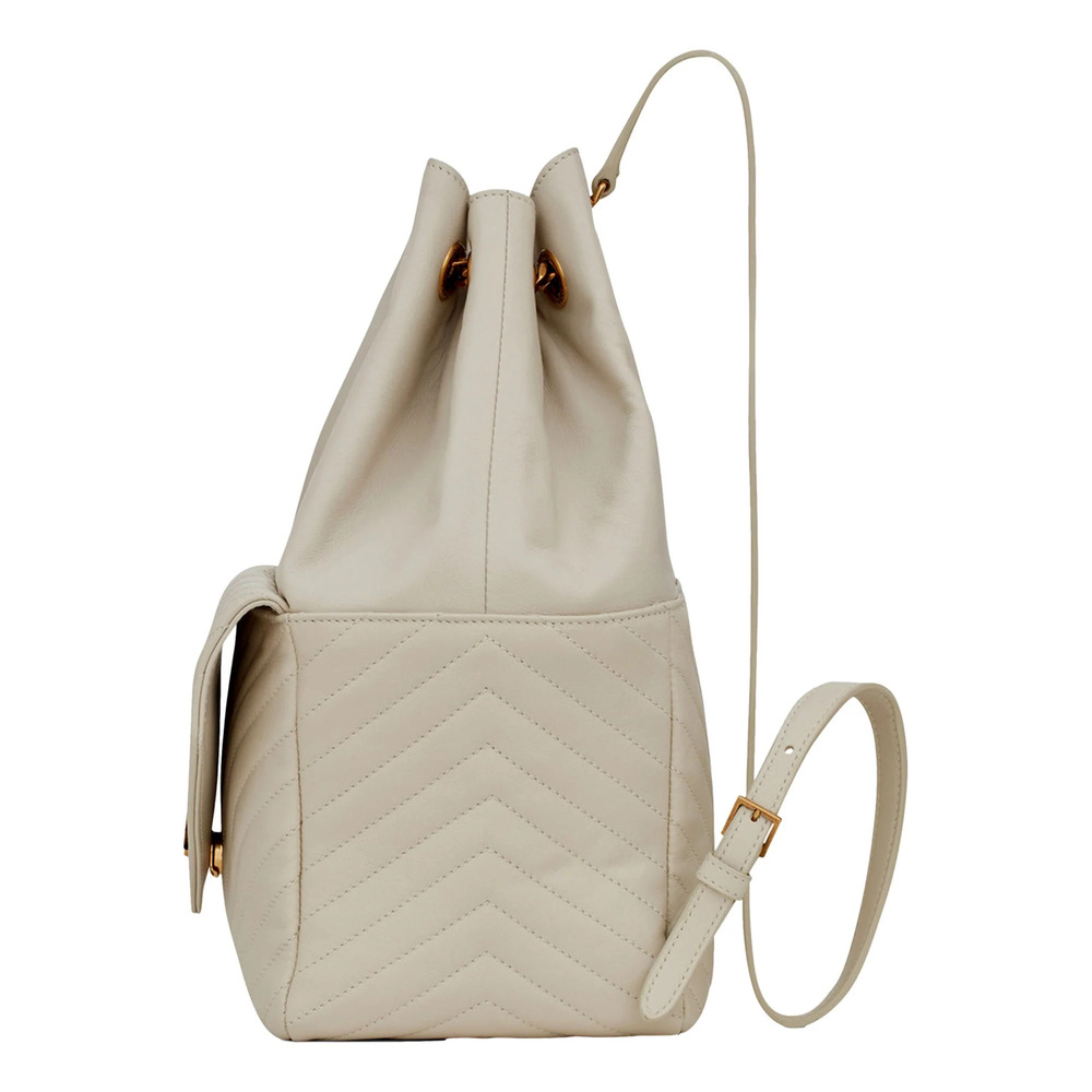 Saint Laurent Joe White Lambskin Quilted Chevron Chain Strap